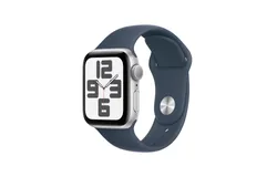 Apple Watch SE &lpar;2nd Gen&rpar; &lbrack;GPS 40mm&rsqb; Smartwatch with Silver Aluminum Case with Storm Blue Sport Band S&sol;M&period; Fitness & Sleep Tracker&comma; Crash Detection&comma; Heart Rate Monitor&lpar;Refurbished&rpar;