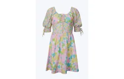 L Michele Floral-Print Corset-Effect Satin Mini Dress In Pastel Multi