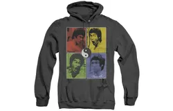 Bruce Lee Enter Color Block Adult Heather Hoodie