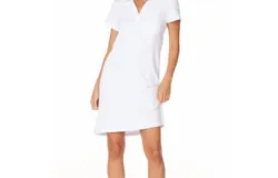 Bobi Collar Polo Dress In White