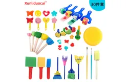 Cross-border e-commerce children&apos;s painting sponge brush seal 30 pieces early education art graffiti supplies puzzle set wholesale 30 piece set