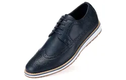Mio Marino Men&apos;s Ornate Wingtip Oxford Shoes-Deep Cobalt-7&period;5