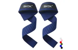 SKDK Cotton Hard Pull Wrist Lifting Straps Grips Band-Deadlift Straps with Neoprene Cushioned Wrist Padded and Anti-Skid Silicone - for Weightlifting&comma; Bodybuilding&comma; Xfit&comma; Strength Training