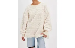 Free People Cable Knit Sweatshirt In Ivory Combo