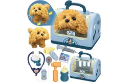 Pet Care Playset Robot Dog Toys for Kids&comma; 12Pcs Kids Vet Playset Toys Veterinarian Kit Doctor Kit & Interactive Electric Dog Plush & Cage Pretend Play Gifts for Girls Toddlers 3 4 5 6 7 Year Old