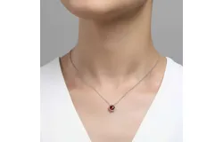 Lafonn January Birthstone Necklace In Garnet&sol;silver