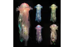 Jellyfish Bedroom Light Lamp Button Battery Hanging Ceiling Lantern Realistic with Ribbon&Bead for Children Bedroom