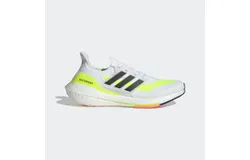 Adidas Men&apos;s Ultraboost 21 Athletic Shoes In Cloud White&sol;core Black&sol;solar Yellow