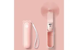 JISULIFE Portable Handheld Fan&comma; Mini Rechargeable Hand Fan&comma; Small Battery Operated 14-21hrs&comma; Personal USB Foldable Fan&comma; Pocket Fan with Power Bank&comma; Flashlight&comma; Gifts for Women&sol;Girls&sol;Friends - Pink