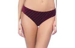 Kenneth Cole Stripe Hipster Bikini Bottom In Kkc Burgundy Velvet