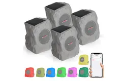 5 Core Rock Speaker 4PcsOutdoor Waterproof Bluetooth Garden Speakers Solar & USB Charging RGB Colors for Patio Pool & Home