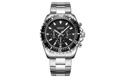Men&apos;s Quartz Watch&comma; Business Stainless Steel Strap Calendar Stopwatch&comma; Luminous Pointer Quartz Wristwatch