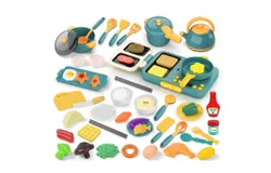 53PC Kids Kitchen Toy Set with Electronic Induction Cooktop&comma;Toddler Pretend Cooking Playset with Play Pots&comma; Pans