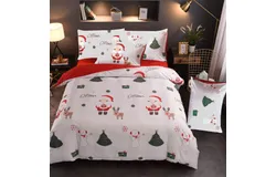 New Santa Claus Bedding Set Queen Size Christmas Theme Comforter Cover -three piece setQueen&lpar;No Comforter&rpar;-Christmas deer-white