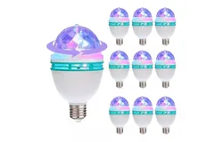 10 PCS LED Ball Bulb Lamp 3W E27 LED RGB Crystal Rotating Stage Bulb Voice Auto Rotating Stage Light