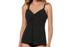 Miraclesuit Pin Point Love Knot Underwire Tankini Top In Black White