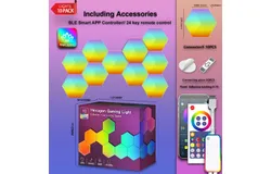 Hexagonal quantum light board&comma; LED wall lights for gaming and smart home DIY decoration synchronized with music&comma; night lights for interior decoration Bluetooth APP-10 packages