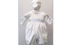 Bebe Gabrielle Baby Boys Grayson Romper And Cap Set In White&sol;blue