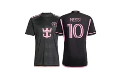 Mans Soccer Football Jersey Miami Messi &num;10 Away Soccer Jersey Black