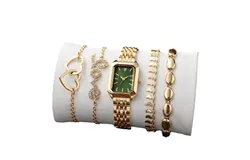 Gold Wrist Watch and Bracelet Set