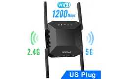 WiFi Extender&comma; 2025 Fastest WiFi Booster 1200Mbps Dual Band &lpar;5GHz&sol;2&period;4GHz&rpar; WiFi Extenders Signal Booster for Home&comma;Black