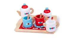 Bigjigs Toys Juego de té y bandeja de madera&comma; incluye 10 piezas de juego&comma; juego de simulación