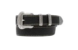 Lejon Leather Goods Men&apos;s Vintage Bison Leather Wild Bill Ii Usa Belt In Black