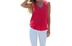Bobi V Neck Tank With Center Front Seam In Barn