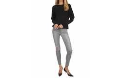 Michael Lauren Olaf Puff Sleeve Sweater In Black