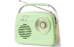 Small Radios Portable AM FM&comma; Vintage Transistor Radio with Bluetooth&comma; Battery Operated or Plug in Wall Retro Radio for Home&sol;Outdoor&comma; Strong Reception&comma; Large Dial Easy to Use&comma; Christmas Seniors Gifts，Green