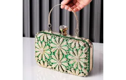 Women&apos;s Sparkling Rhinestone Crystal Clutch Glitter Sequin Bridal Purse Evening Tote Bag for Wedding Party Prom &lpar;Green&rpar;