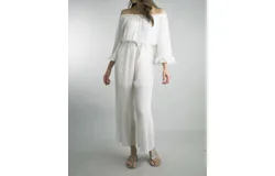 Tempo Paris Off Shoulder Jumpsuit In White
