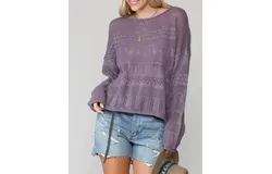 Bestto Open-Knit Cotton-Blend Sweater In Purple
