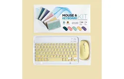 Bluetooth Wireless Keyboard and Mouse Combo&comma;Ultra-Slim Ergonomic Small Rechargeable Bluetooth Keyboard Mouse Set for Apple iPad iPhone Samsung Tablet Phone Android PC Computer Mac Smartphone-yellow 10-inch suit