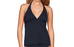 Carmen Marc Valvo Lattice Strappy Cross Back Tankini Top In Cmv Black
