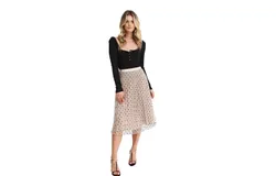 Belle & Bloom Women's Mixed Feeling Reversible Skirt in Beige