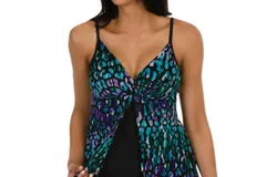 Caribbean Joe Mesh Fly Away Tankini Top In Illuminations