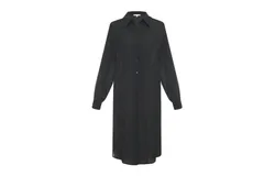 Gold Hawk Georgette Shirt Duster In Black