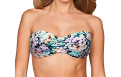 Zali Center Ruched Bandeau Bikini Top In Eden