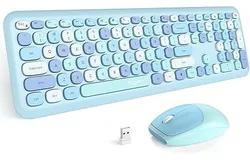 Wireless Keyboard and Mouse Combo Silent&comma; Slim Compact 2&period;4G USB Full Size&comma; Cute 110 Keys Keyboard for PC&comma; Notebook&comma; MacBook&comma; Tablet&comma; Laptop&comma; Windows System
