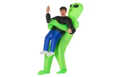 Morph Inflatable Alien Costume Child&comma; Blow Up Alien Abduction Costume Child&comma; Inflatable Halloween Costume- Green，Child（110cm-145cm）