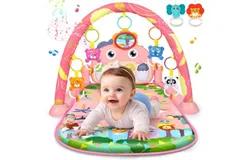 Baby Play Mat Baby Toys Tummy Time Mat Toys Baby Activity Center for Newborn Infant Toys Piano Baby Play Gym Mat Music & Light Baby Boy Girl Gifts Toys for Baby Toys 0-6 6-12 Months&comma; Pink Dinosaur