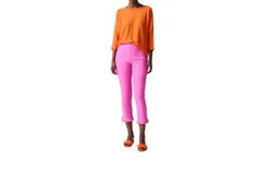 Joseph Ribkoff Ruffle Crop Pant In Pink