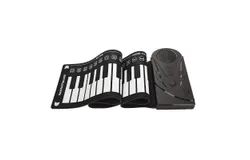 49 Keys Roll Up Piano，Portable Electronic Keyboard Hand Rolling Up Piano-Black