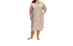 On The Plus Side Cotton Ultra Soft Short Sleeve Sleep Tee - Plus In Grey