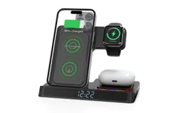 Cargador inalámbrico de carga rápida de 22W&comma; base de carga plegable 4 en 1 con reloj para iPhone&comma; teléfono celular y reloj