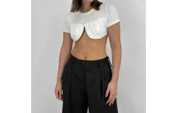 Mimosa Crew Neck Cropped Underwire Tee In Ivory