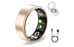 Health Rings for Women Men&comma; Fitness Tracker with Heart Rate&comma;Blood Oxygen&comma; Blood Pressure&comma; Sleep Tracker&comma; Step Tracker&comma; No Subscription Fee&comma; IP68 Waterproof Smart Ring for iphone & Android &lpar;Gold 8&num;&rpar;R11M