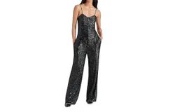 Steve Madden Glitterine Sequin Jumpsuit In Black