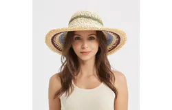 Women&apos;s Beach Hat&comma; Colorful Paper Rope Sun Hat&comma; Outdoor Vacation Sun Protection Sun Hat